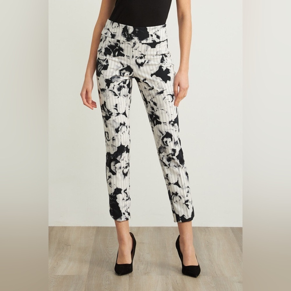 🆕 JOSEPH RIBKOFF Cropped Floral Roses Print Pants Style 211156